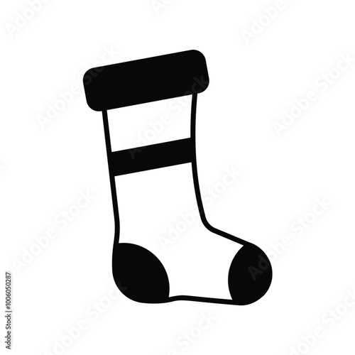 christmas stocking glyph icon with white background vector stock illustration