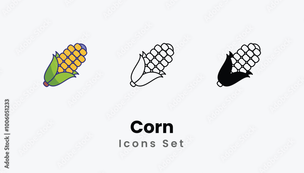 Corn Icons thin line and glyph vector icon stock illustration Corn Icons thin line and glyph vector icon stock illustration