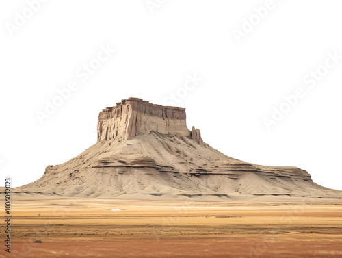 a large rock formation in the desert photo