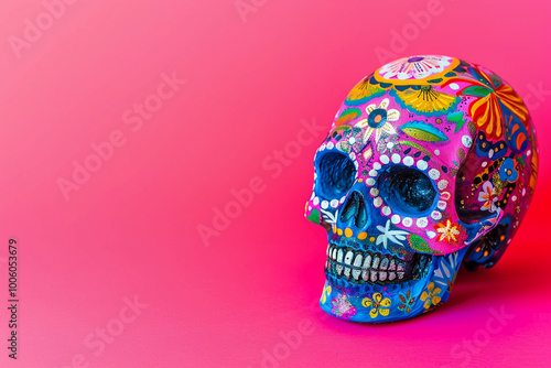 Beautiful greeting card with bright holiday composition for happy to joy celebrate dia de muertos