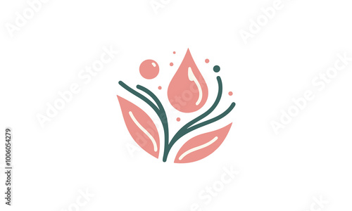 Dermatology logo design, vector symbol for natural beauty body and face care, natural beauty face care vector symbol

