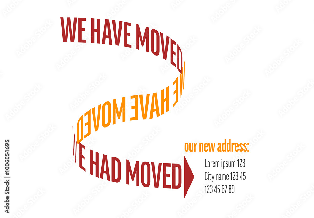 We have moved light minimalistic flyer template with red text on the path