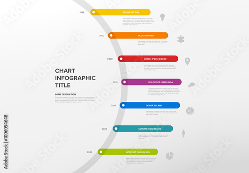 Obraz na płótnie Thick line rainbow Infogrpahic timeline template with icons on the big circle w salonie
