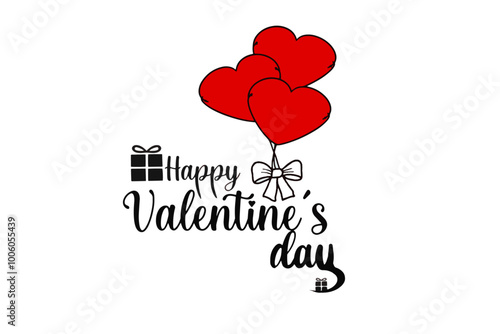 happy Valentine's Day vector with red heart ballons 