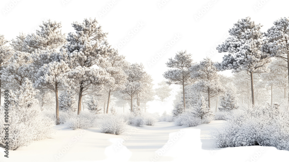 Obraz premium Winter forest on a transparent background