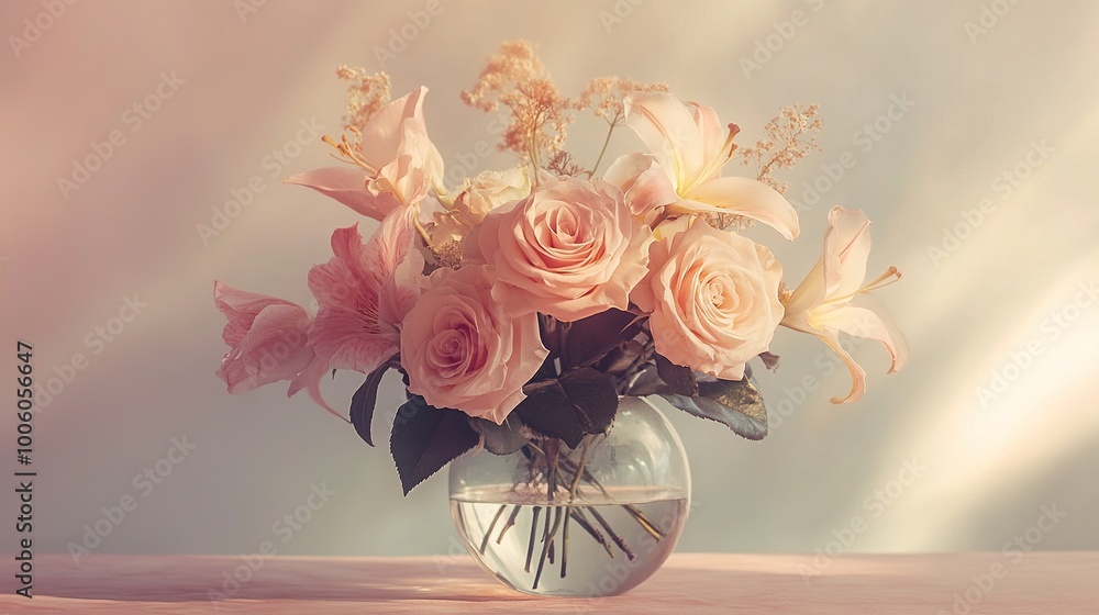Obraz premium Elegant Floral Arrangement in Glass Vase