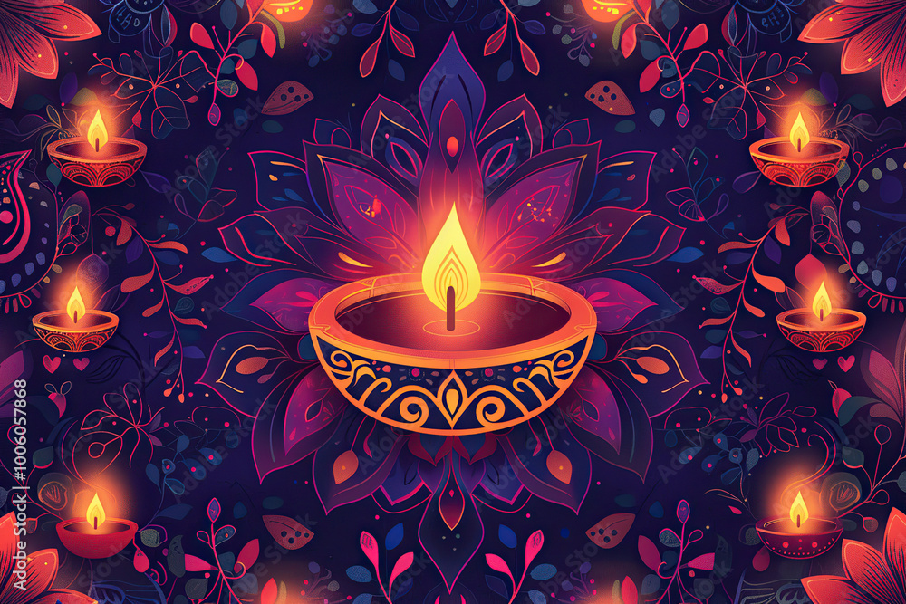 Beautiful greeting card with bright holiday composition for happy and celebrate Diwali Beautiful greeting card with bright holiday composition for happy and celebrate Diwali