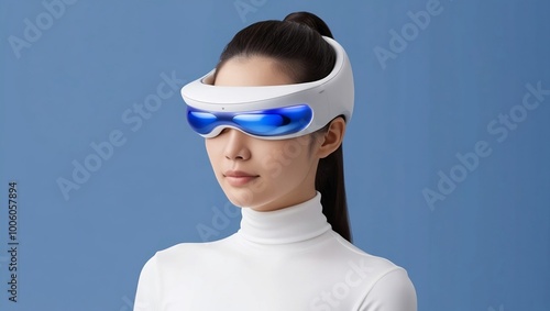 Woman Wearing White Eye Massager 