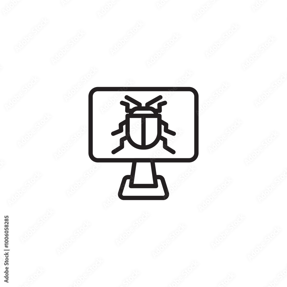 Icon of a bug on a desktop, indicating a system issue. Bug on a screen, depicting a digital threat or malfunction. Bug on computer screen, representing a virus or error. Icon of a bug on a desktop, indicating a system issue. Bug on a screen, depicting a digital threat or malfunction. Bug on computer screen, representing a virus or error.