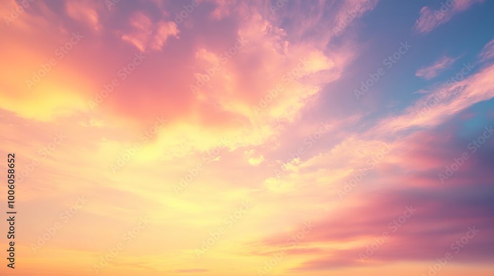 Beautiful Sunset Sky with Soft Clouds and Colors Beautiful Sunset Sky with Soft Clouds and Colors