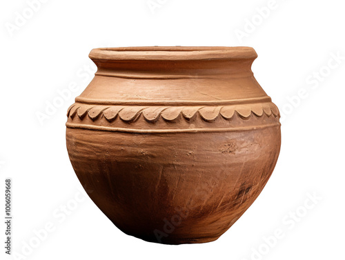 a clay pot with a white background