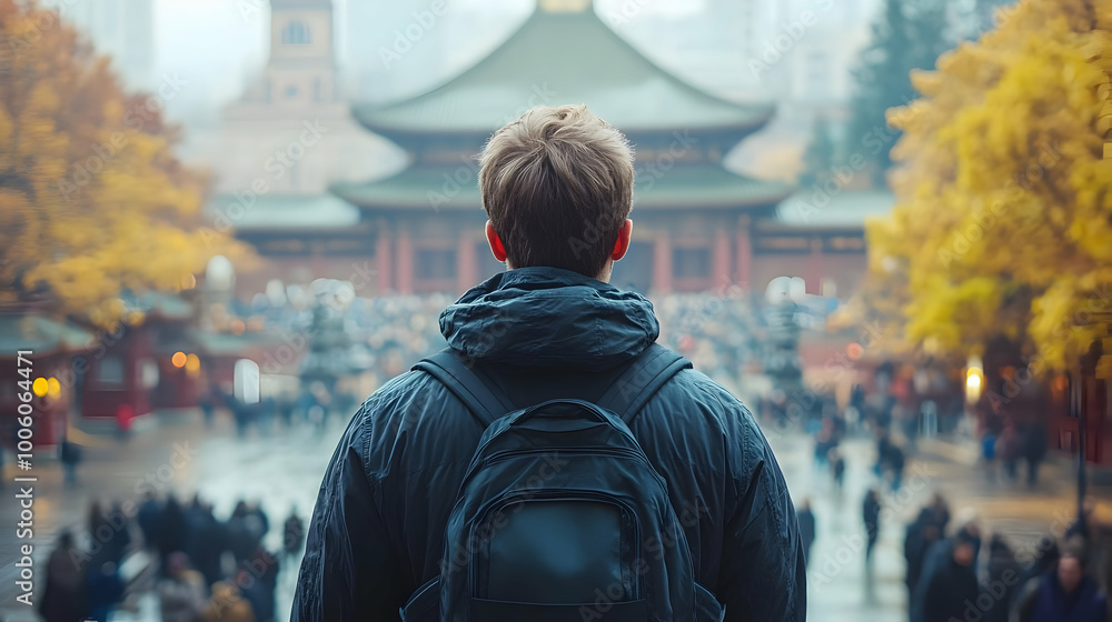 Exploring the Ancient Temple with a Backpack Exploring the Ancient Temple with a Backpack
