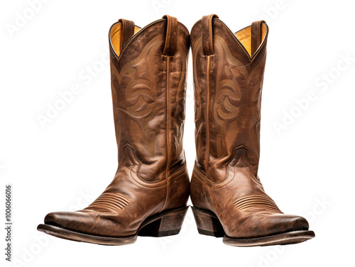 a pair of brown cowboy boots
