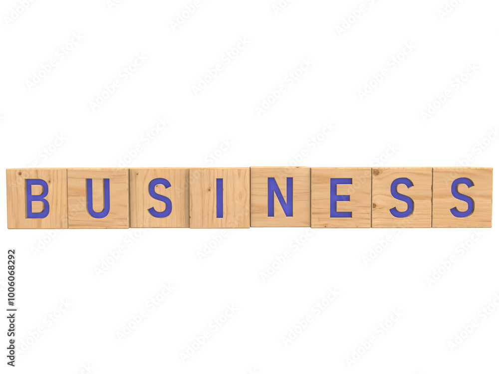 Business word written on wooden blocks with transparent background Business word written on wooden blocks with transparent background