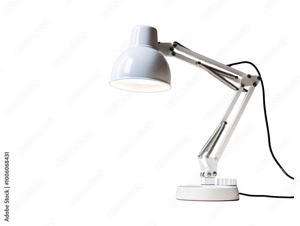 a white desk lamp with a white shade a white desk lamp with a white shade