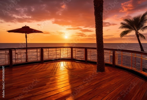 majestic vista ocean sunset from elegant cruise deck rich colors stunning horizon view, yacht, sea, coastline, water, travel, luxury, clouds, nature photo