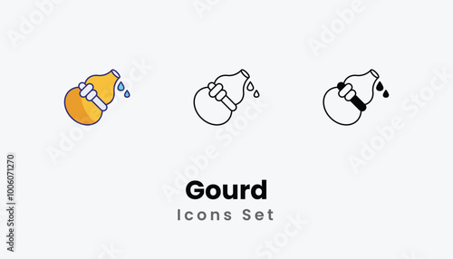 Gourd Icons thin line and glyph vector icon stock illustration