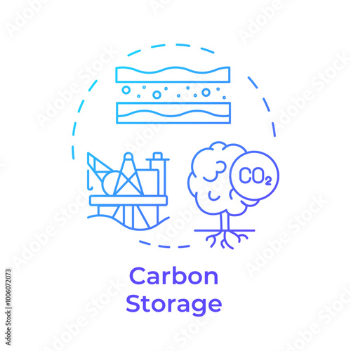 Carbon storage blue gradient concept icon. Greenhouse gas capture, management. Ecology preservation. Round shape line illustration. Abstract idea. Graphic design. Easy to use infographic, presentation