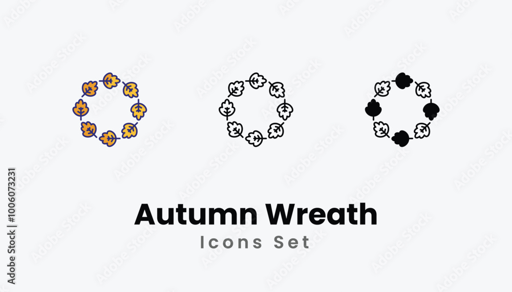 Autumn Wreath Icons thin line and glyph vector icon stock illustration Autumn Wreath Icons thin line and glyph vector icon stock illustration