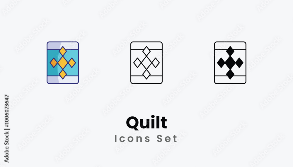 Quilt Icons thin line and glyph vector icon stock illustration Quilt Icons thin line and glyph vector icon stock illustration