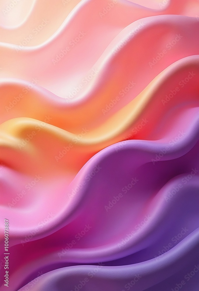 Fototapeta premium Abstract Background with 3D Wave Bright Gold and Purple Gradient Silk Fabric