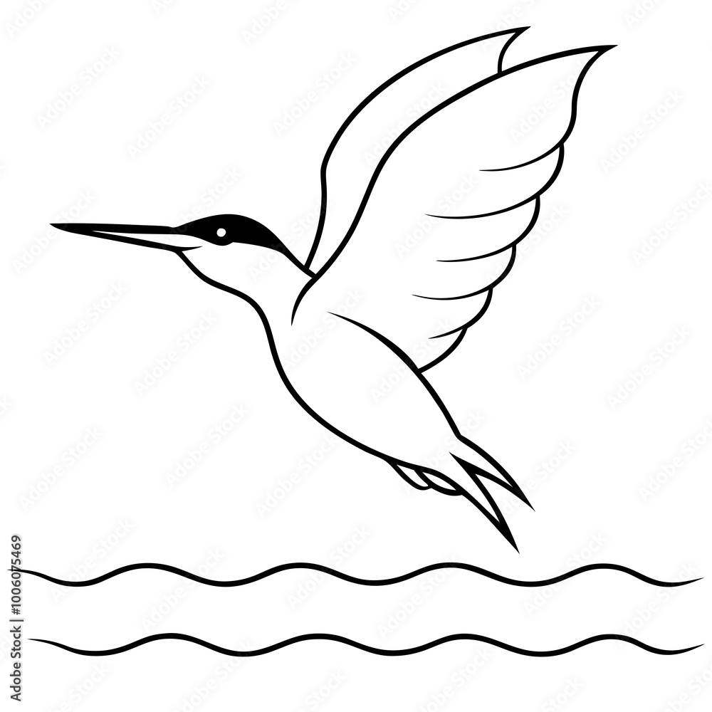 Stunning Vector Illustration Showcasing Kingfisher in Midair Above Serene Water Scene
Stunning Vector Illustration Showcasing Kingfisher in Midair Above Serene Water Scene