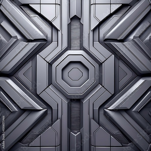 Futuristic Multifunctional Wall Paneling - Space Age Gray Material Texture, Contemporary Interior Design, Wide Aspect Ratio