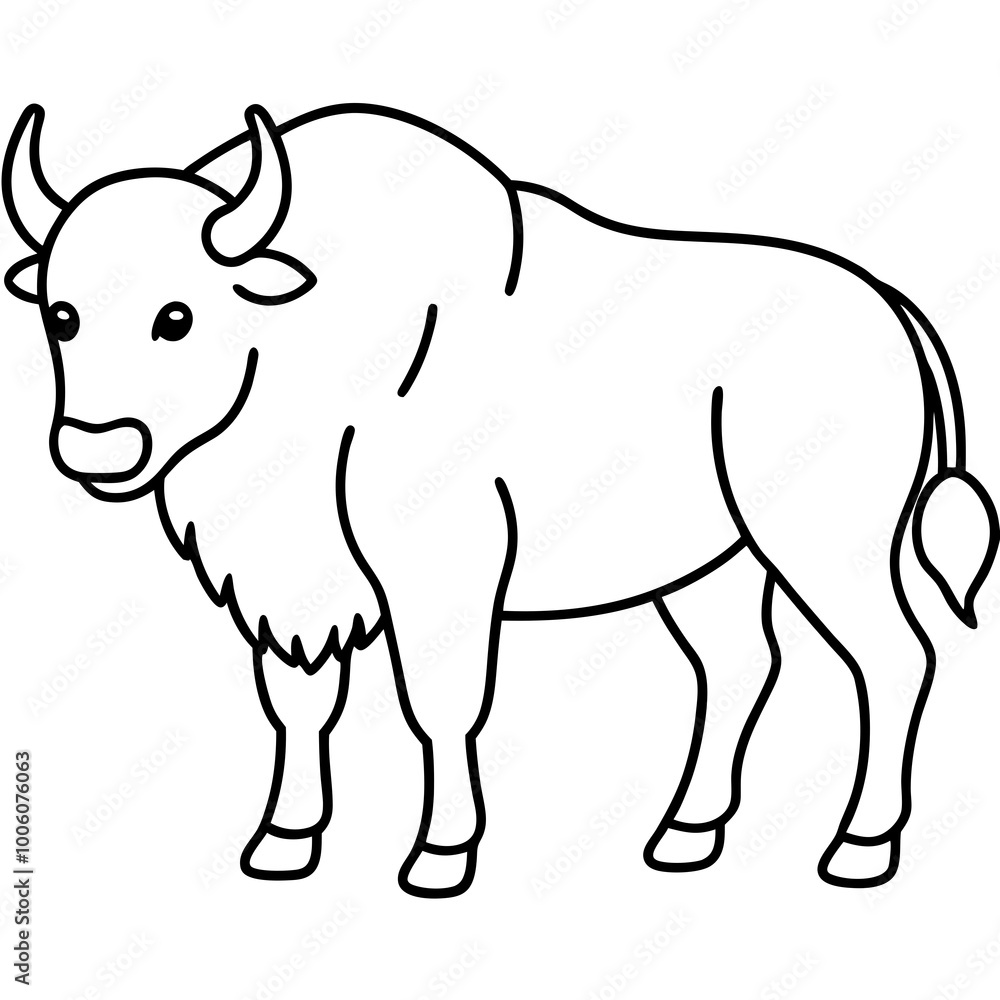 Fototapeta premium Realistic vector illustration of a powerful bison with thick fur and bold posture 