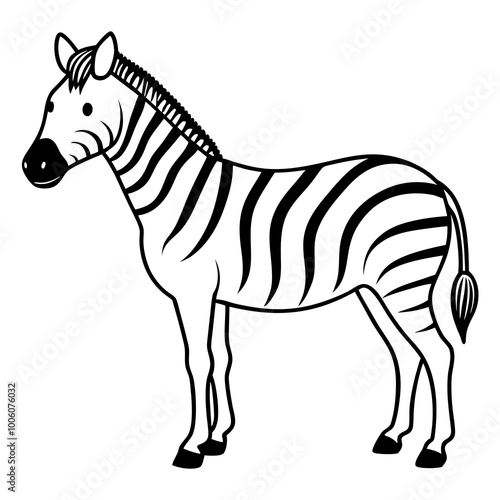 Zebra Standing Gracefully in the Savanna Vector Illustration of Wildlife Majesty 