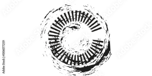 Tire tread marks, wheel textures, tire marks - car racing, motocross, drift, rally, off-road and others. Vector black isolated texture in grunge style with