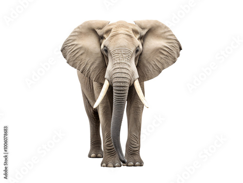 an elephant with tusks and large ears