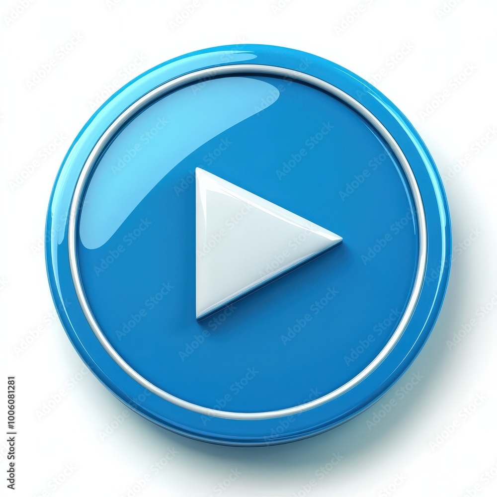 Blue Play Button Icon for Video Player or Music Player on Web Blue Play Button Icon for Video Player or Music Player on Web