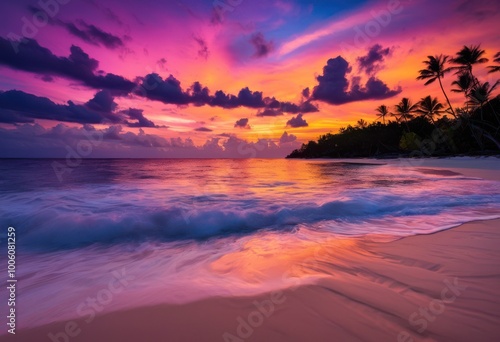 vibrant beach sunset color palette inspired summer getaways featuring tropical soft striking contrasts artistic visuals, colorful, shades, sky, ocean