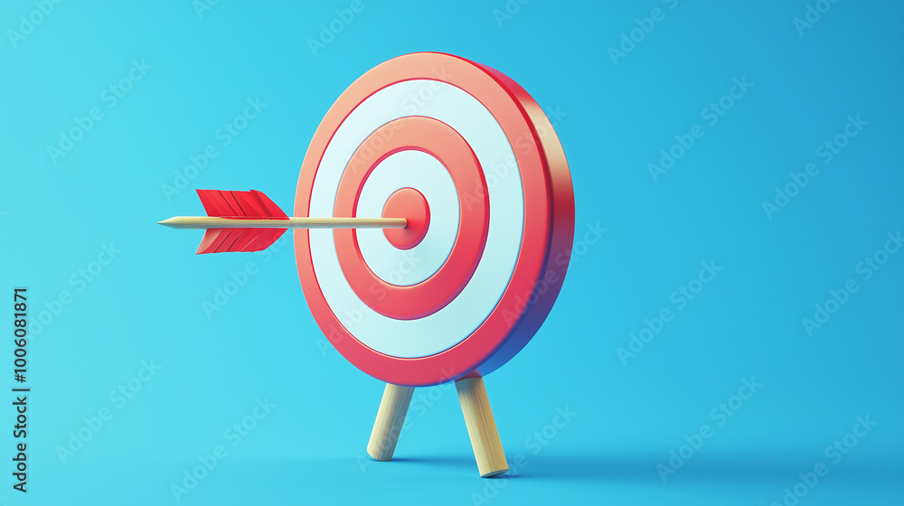 3d representation of target and arrow in blue background 3d representation of target and arrow in blue background