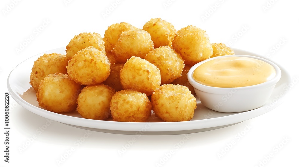 Crispy Golden Tater Tots with Creamy Cheese Sauce for Dipping Delight Crispy Golden Tater Tots with Creamy Cheese Sauce for Dipping Delight