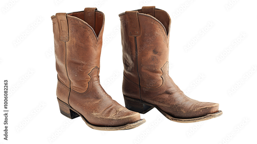 Men's leather boots on transparent background Men's leather boots on transparent background