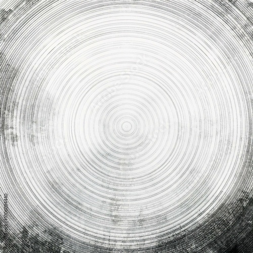 White abstract background with white circle rings in faded distressed vintage grunge texture design, old geometric pattern paper in modern art design