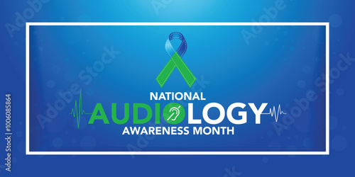 October is National Audiology Awareness Month background template. Holiday concept. background, banner, placard, card, and poster design template with text inscription and standard color.