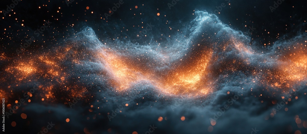 Naklejka premium Abstract Cosmic Landscape with Glowing Nebula