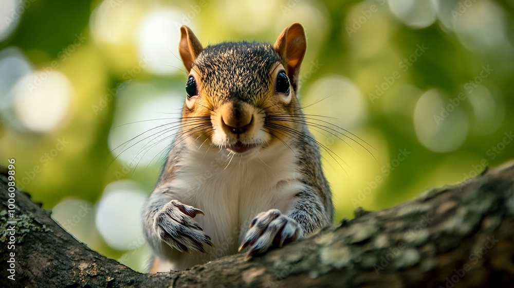 Squirrel perched tree branch admiring nature's beauty picture Squirrel perched tree branch admiring nature's beauty picture