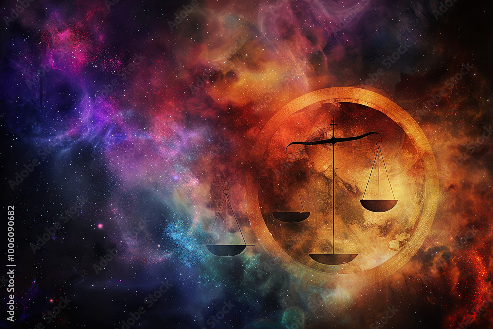 Astrological composition with concept of Libra zodiac sign symbol Astrological composition with concept of Libra zodiac sign symbol