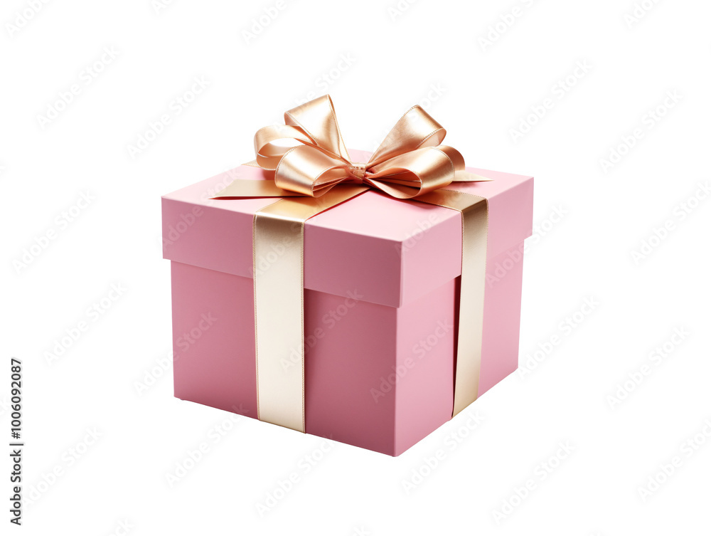 a pink box with a gold ribbon and a bow a pink box with a gold ribbon and a bow