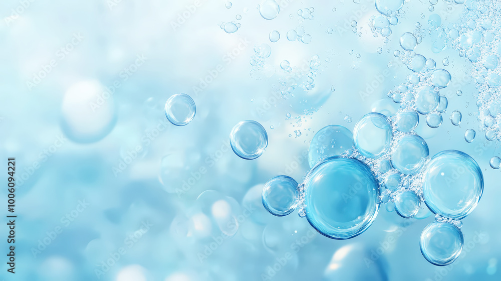 Blue water bubbles and splashes on clean background, aesthetic mockup. Generative AI Blue water bubbles and splashes on clean background, aesthetic mockup. Generative AI