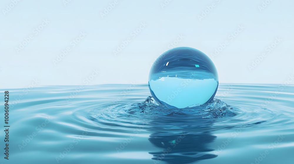 Blue Sphere in Water Abstract Background. 3D illustration. Blue Sphere in Water Abstract Background. 3D illustration.