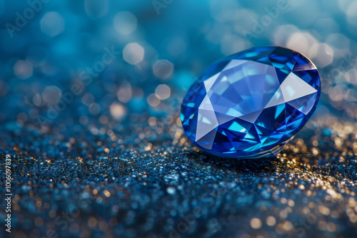 Blue Sapphire gemstone displayed on a striking background highlighting its elegance, shine, and immense value for high-end jewelry collections