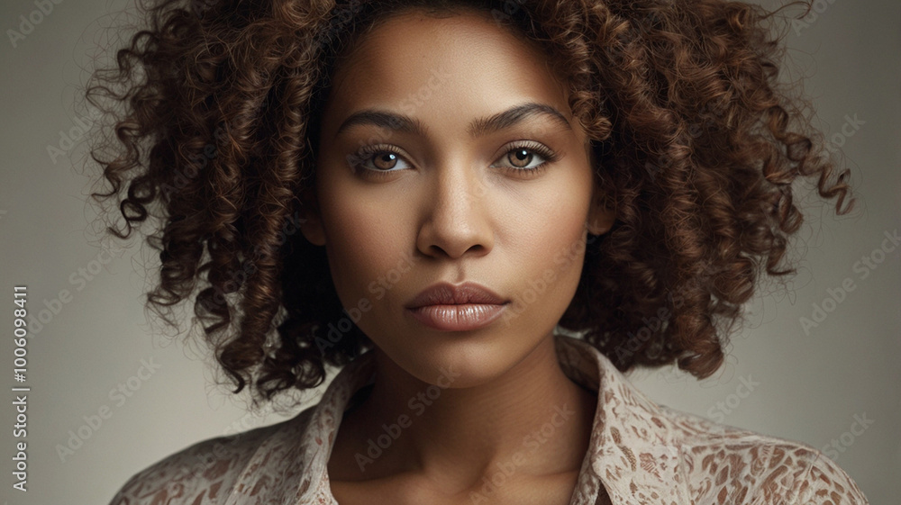 A portrait of a confident black woman in a corporate suit A portrait of a confident black woman in a corporate suit