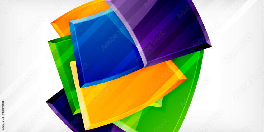 Round 3d shapes, plates background. Creative composition design template Round 3d shapes, plates background. Creative composition design template