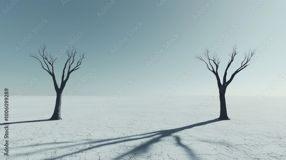 Fototapeta premium A barren landscape with the shadows of trees that once stood