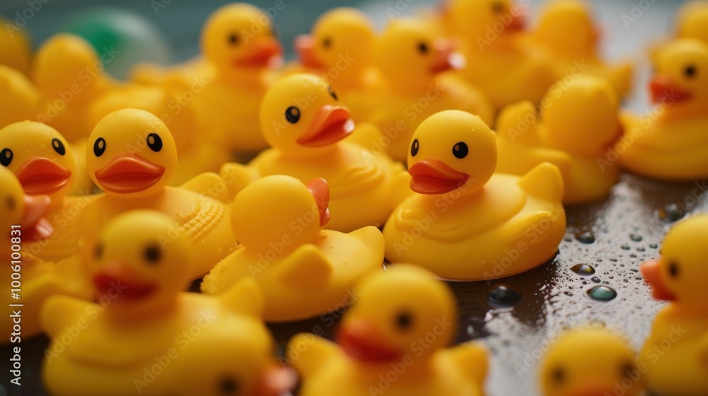 A Close-Up of Yellow Rubber Ducks A Close-Up of Yellow Rubber Ducks