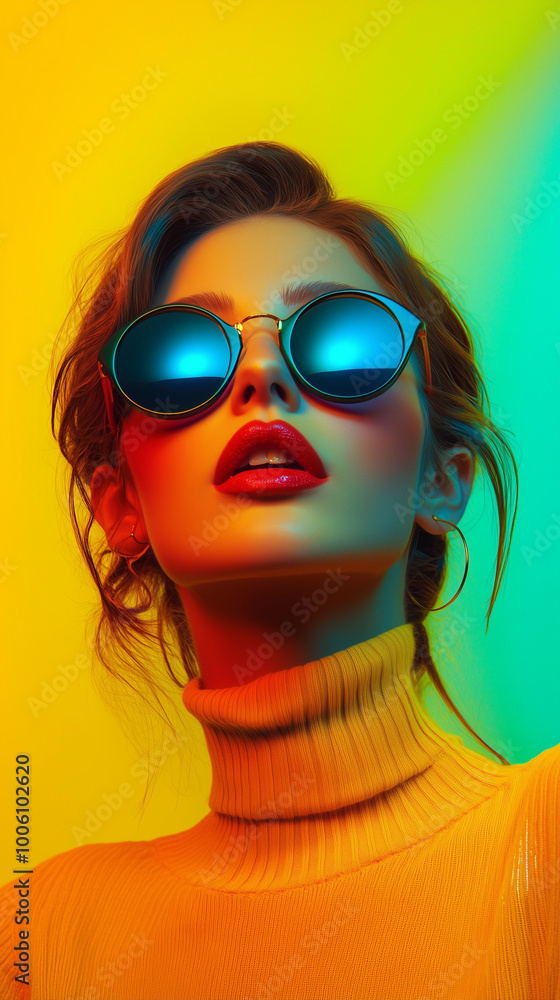 Stylish Woman in Bold Pop Art Colors Stylish Woman in Bold Pop Art Colors